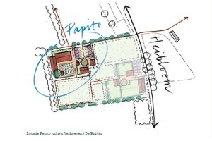 Schets locatie Heibloem met Papito