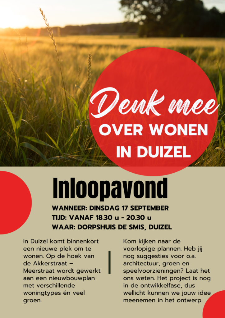 Poster inloopavond Duizel 17 sept