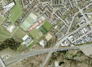 Luchtfoto met planaanduiding