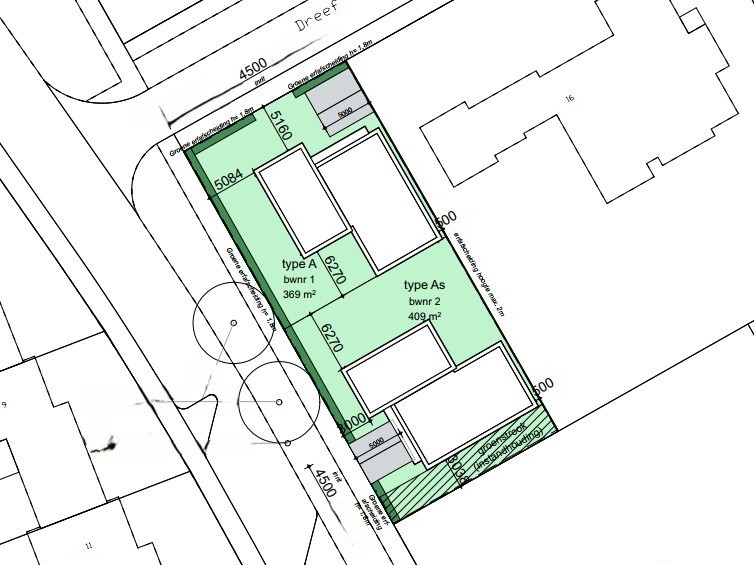 Situatietekening ontwikkeling Dreef 16 Eersel