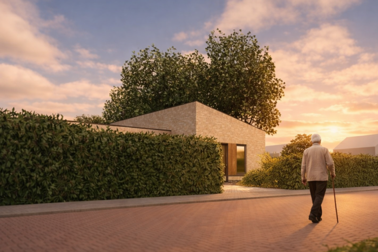 Straatbeeld bwnr 1 Dreef met wandelaar