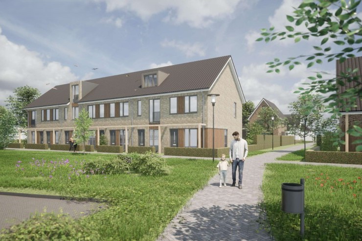 Voorlopige impressie rijwoningen aan park